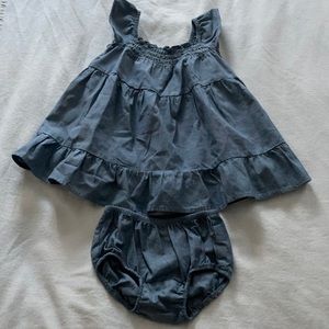 Baby Girl Blue Sleeveless Dress, Size 12 Months